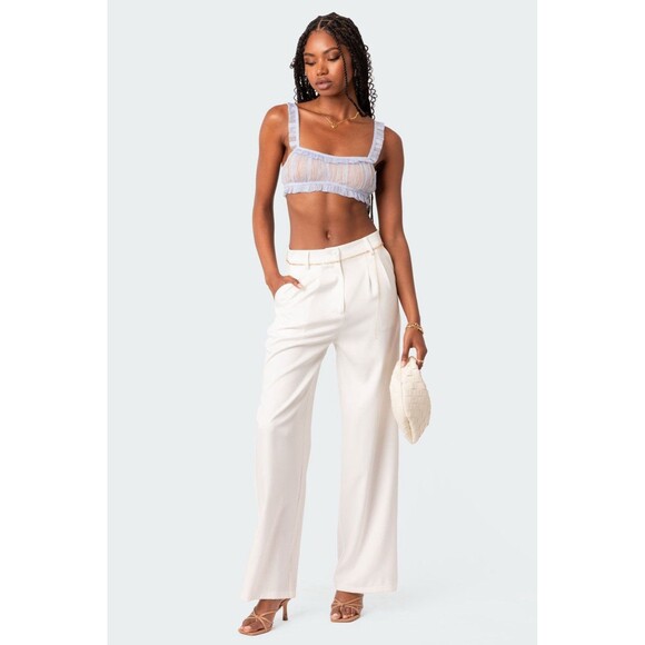 Edikted White Wide Leg Trouser -M - Picture 2 of 4